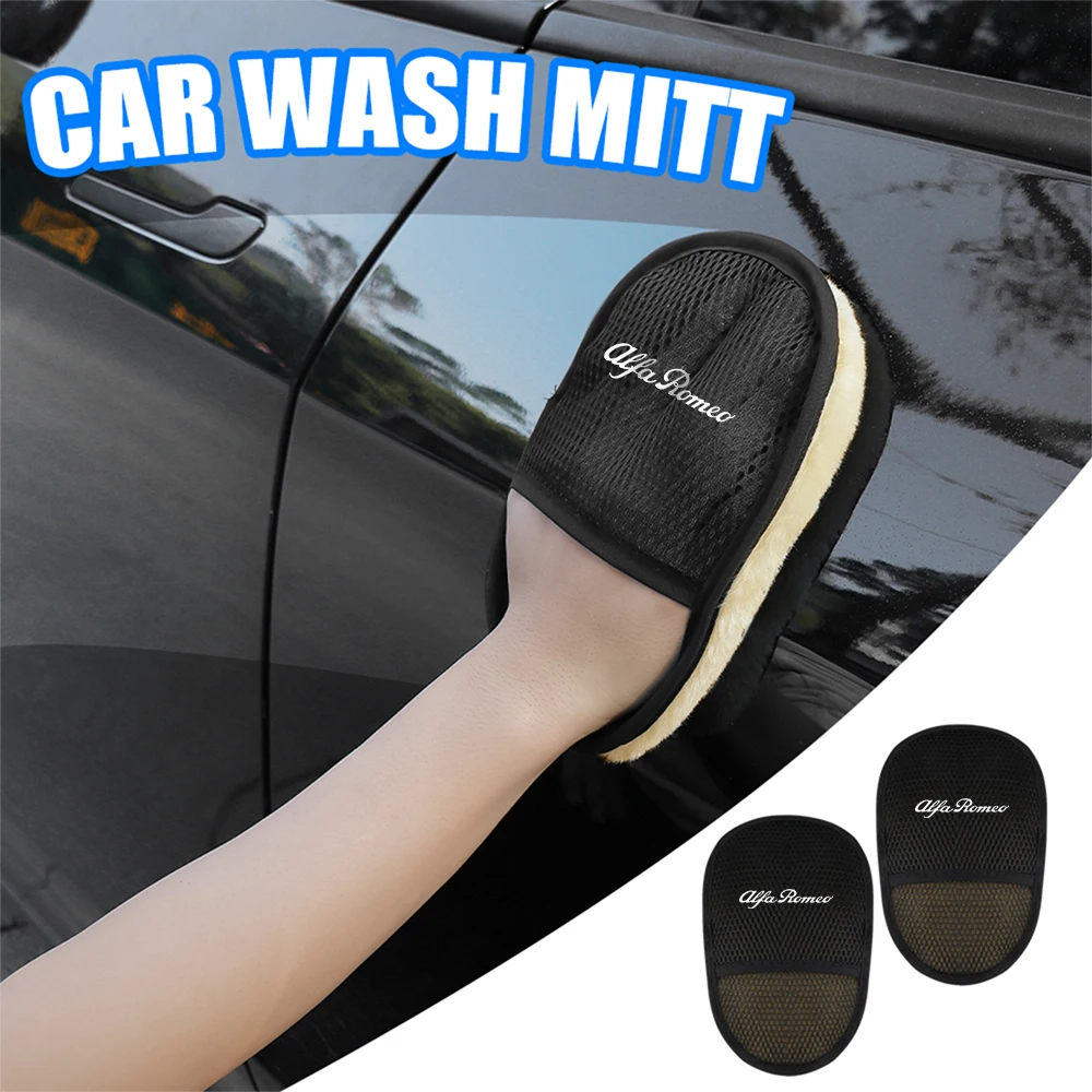 

1 шт., перчатки для мытья автомобиля, шерстяная мягкая щетка для чистки, аксессуары для Alfa Romeo Sportiva 159 Giulietta Mito 147 Stelvio TZ3