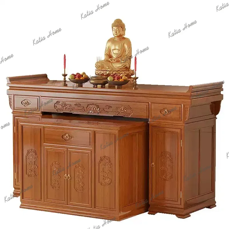 PG  Zhongtang table rural incense case Shentai economical solid wood household Chinese incense table living room decoration