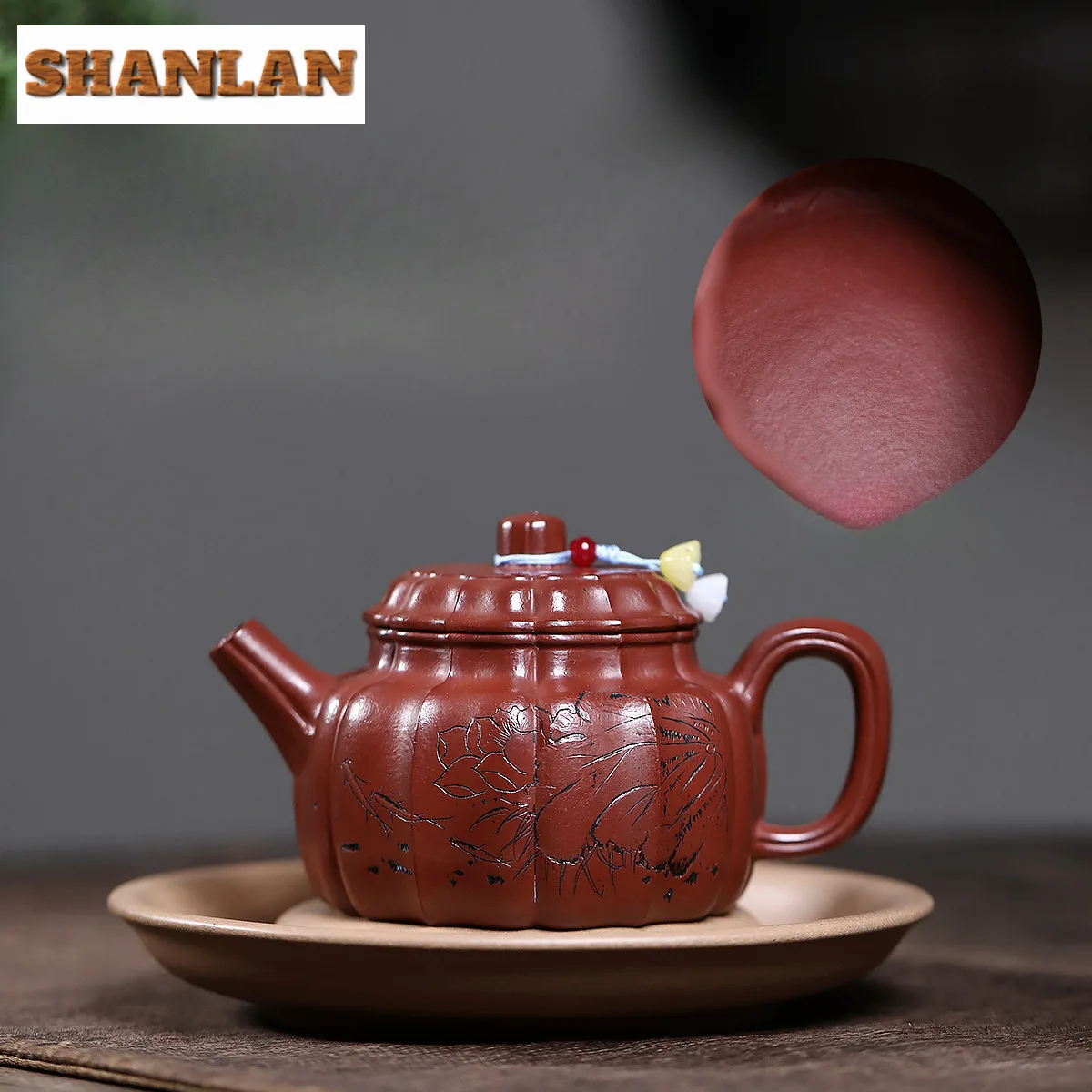 

260ml Authentic Yixing Purple Clay Teapots Handmade Rib Pot Raw Ore Dahongpao Mud Tea Maker Kettle Chinese Zisha Tea Set Craft