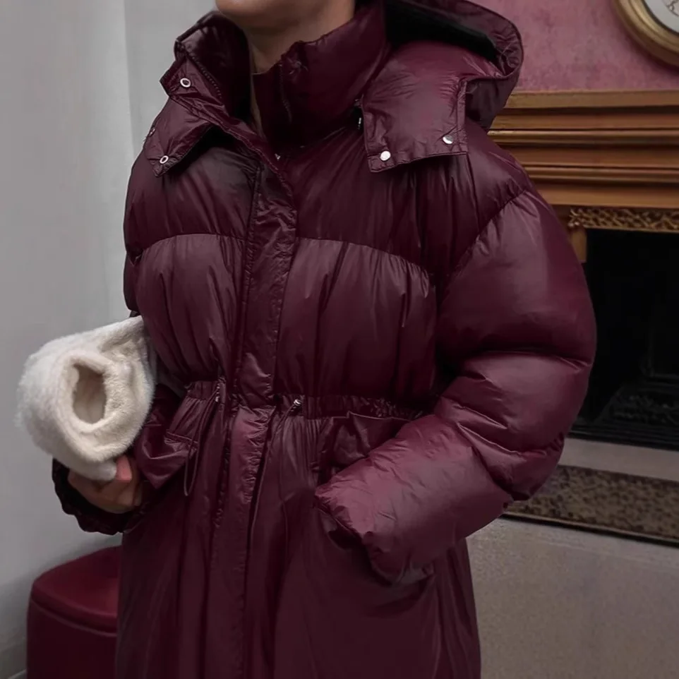 2025 خريف شتاء جديد المرأة سستة مريحة عادية براون مقنعين الرباط سميكة سترة قطن بلون #1