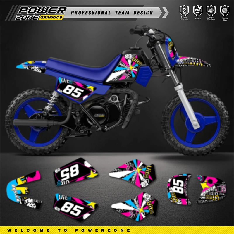 PowerZone stiker grafis tim kustom, untuk Kit stiker 3M YAMAHA PW50 stiker sepeda motor 01