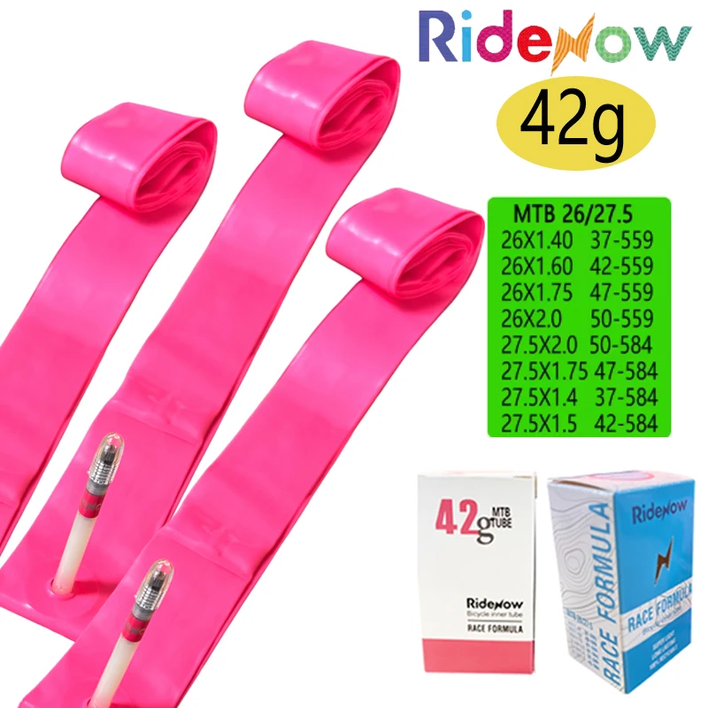1/2/4 Stück Ridenow Fahrradschlauch 42g Ultraleicht MTB 26/27,5 Zoll Schlauch Schwarz/Weiß 45mm Französisches Ventil Presta Fahrrad TPU-Schlauch – Detail 1