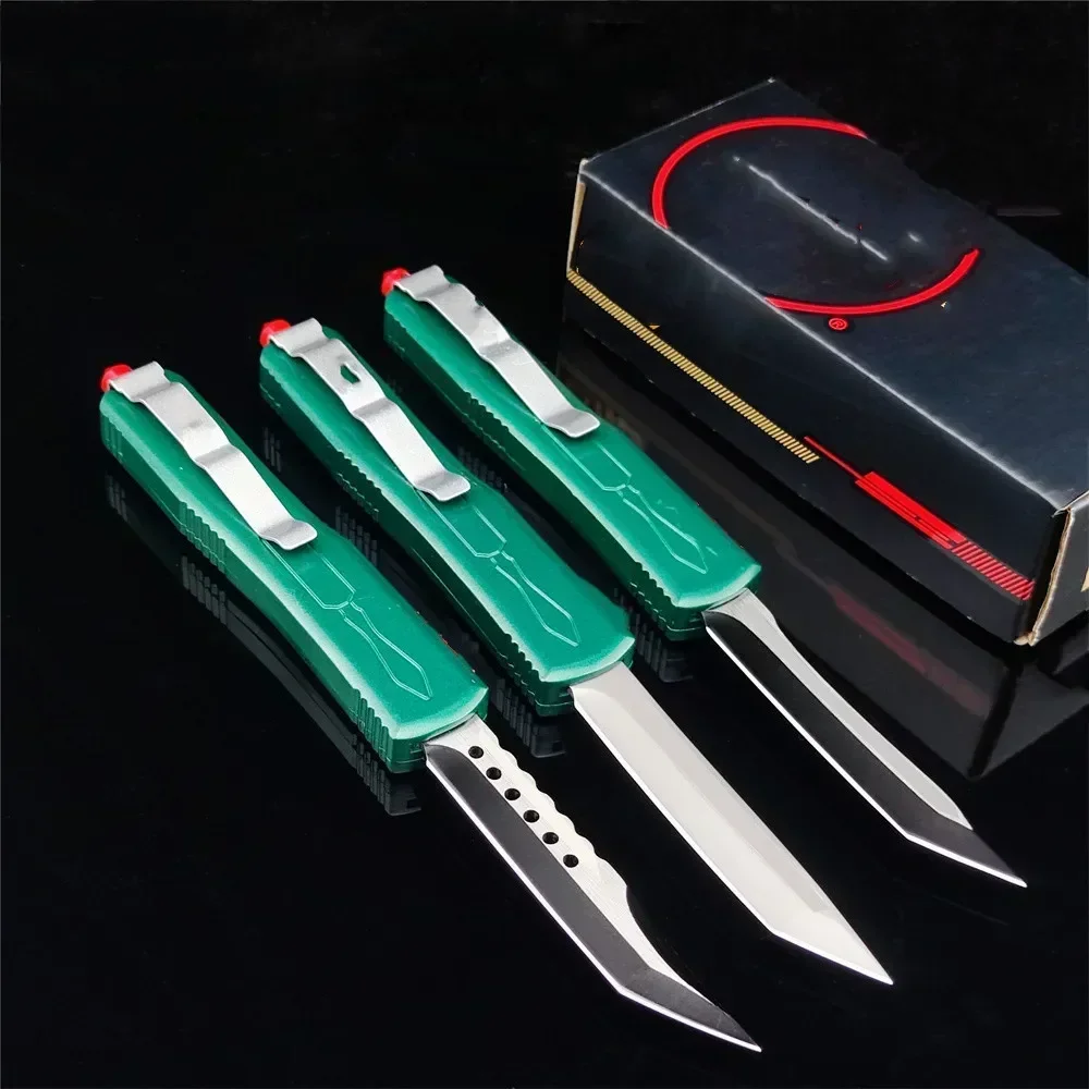 BM Micro Bounty Hunter Knife 440C Blade Green Zinc Alloy Handle Tactical Combat Survival Hunting Knives with Sheath