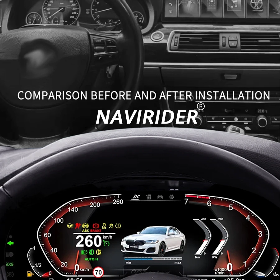 Samochodowy przyrząd LCD do BMW serii 5 X5 7 serii F10 F15 F01 Mapa panelu LCD Wielokrotny kolorowy wyświetlacz UI o wysokiej rozdzielczości