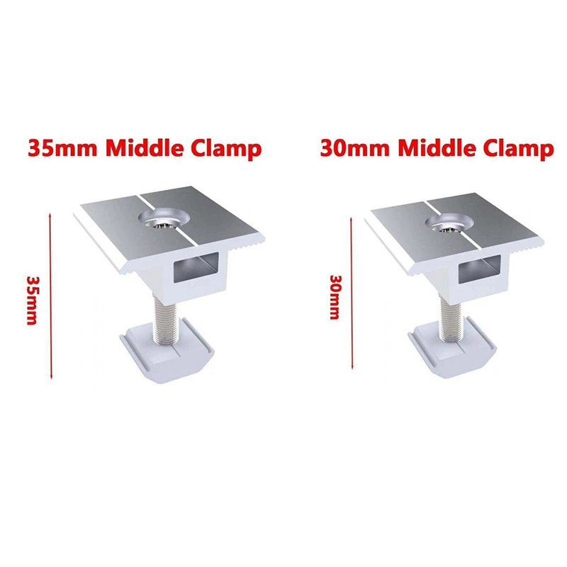 6 Pieces Solar Panel Bracket Centre Clamp Kit Solar Mounting Clips Aluminium Alloy Photovoltaic Solar Panel Centre Clamps 30Mm