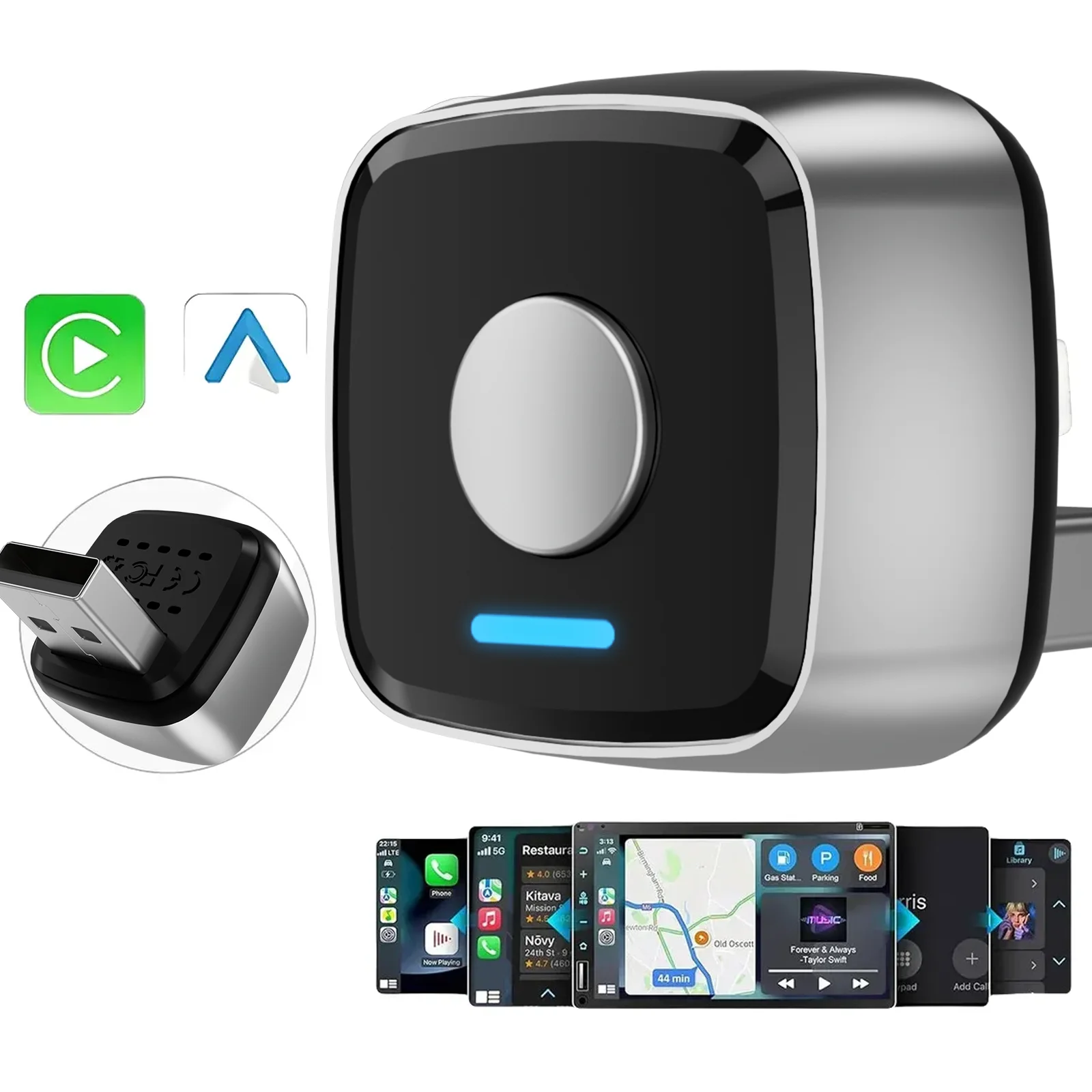 Wireless Carplay Adapter for iPhone - 2026 Upgrade 2in1 Dongle, Plug&Play, Wired to Wireless, One-Touch Switch, Fast&Stable
