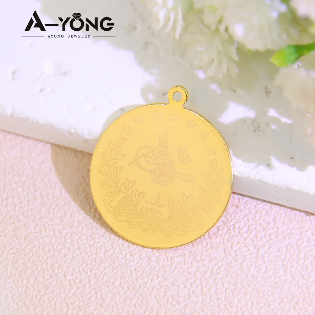 10 Stück vergoldete Münzen Anhänger 21 Karat Gold Farbe Türkische Lira Anpassen Halskette Armband Teile Dubai Islamischer Vintage-Schmuck – Detail 6