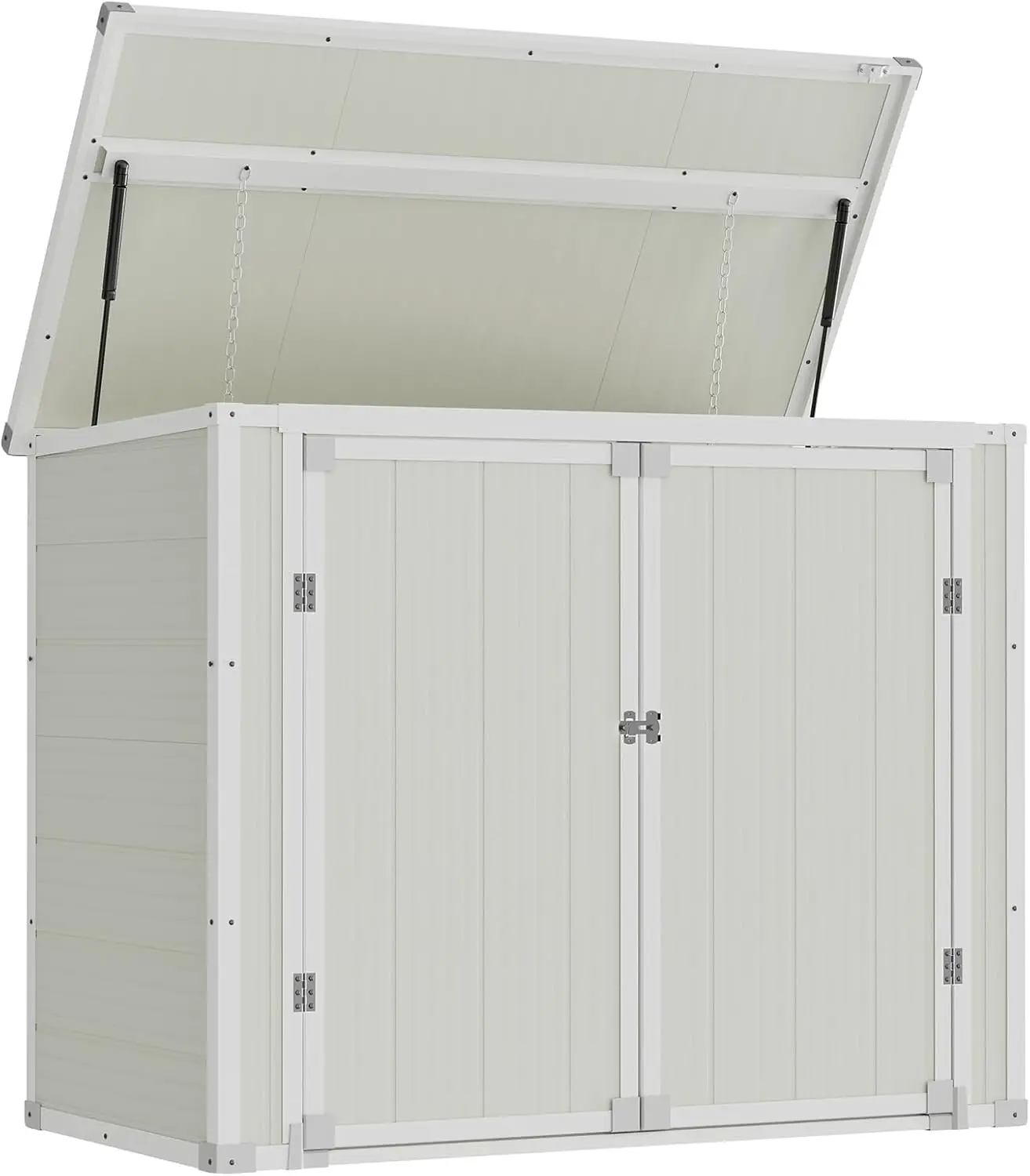 41 Cu Ft Outdoor Storage Shed Horizontal Resin Trash Can Storage Weather Resistance Storage Box with Floor Included