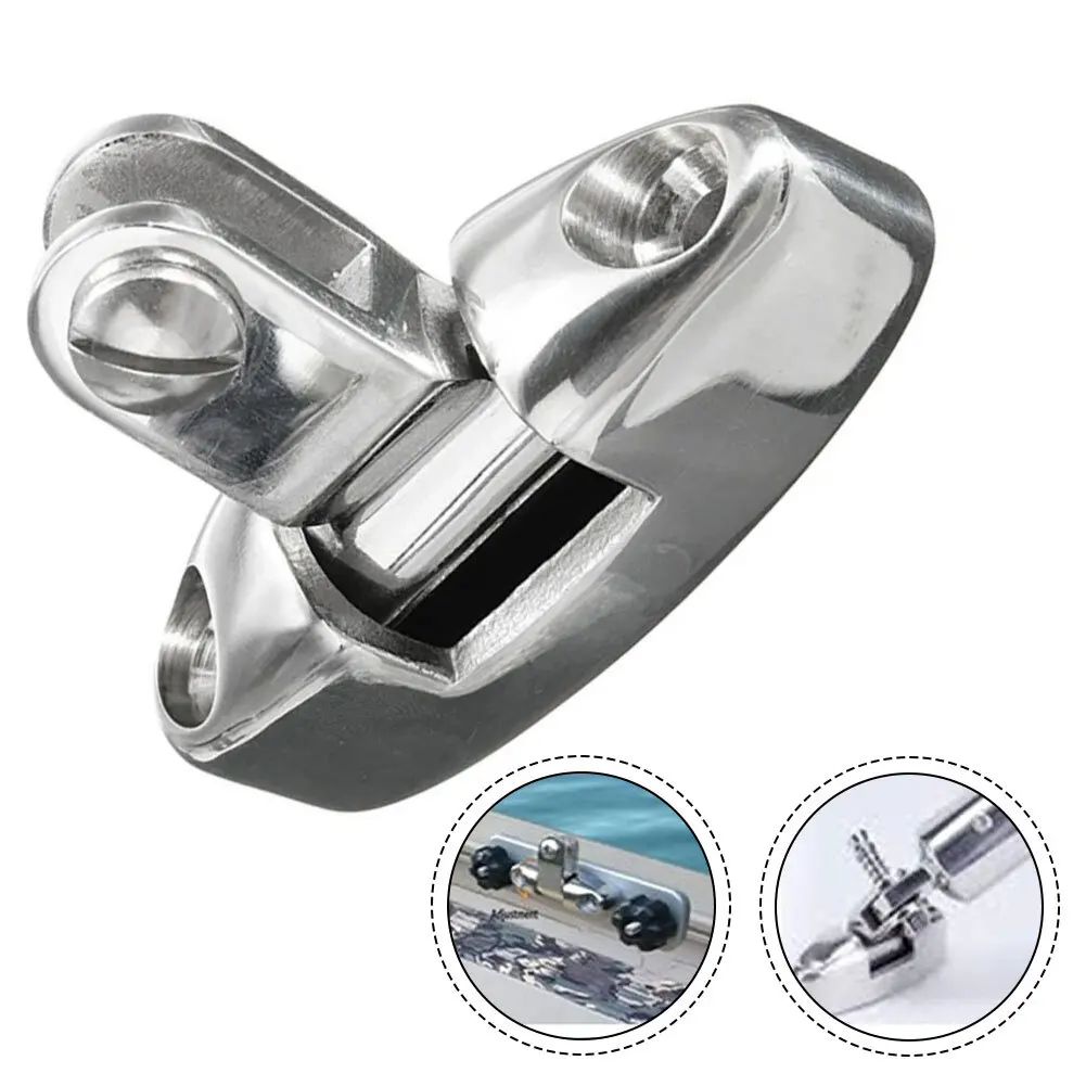 Marine Grade 316 Stainless Steel Hinge with Swivel Design for Bimini Top Reliable Deck Mount for Boats and Trailers