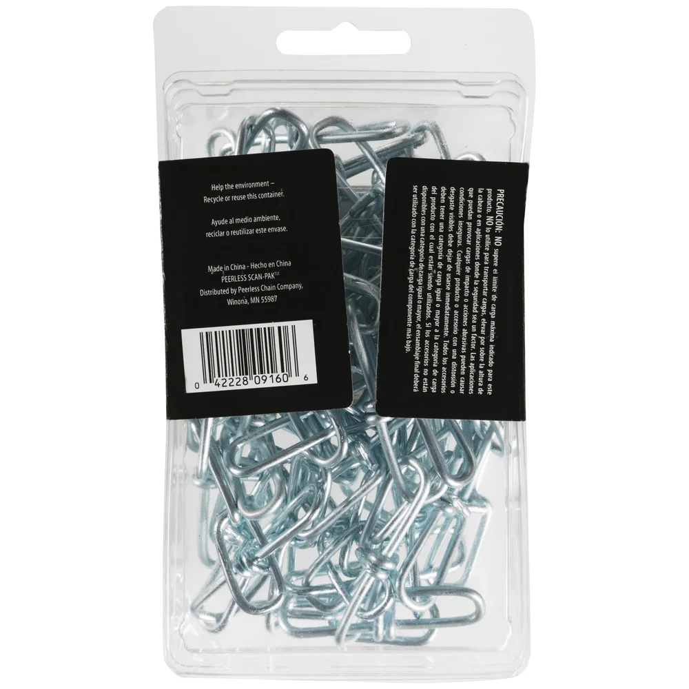 

High Quality Zinc Twin Loop Chain 10ft Lightweight Hanging Chain Indoor Outdoor Use Supports 155lbs with Hook