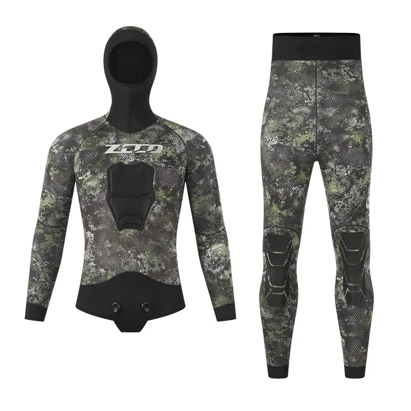 Spearfishing خلية مفتوحة مقنعين بذلة 3.5 مللي متر 5 مللي متر 7 مللي متر CR النيوبرين أعمى التماس التمويه قطعتين بدلة غطس