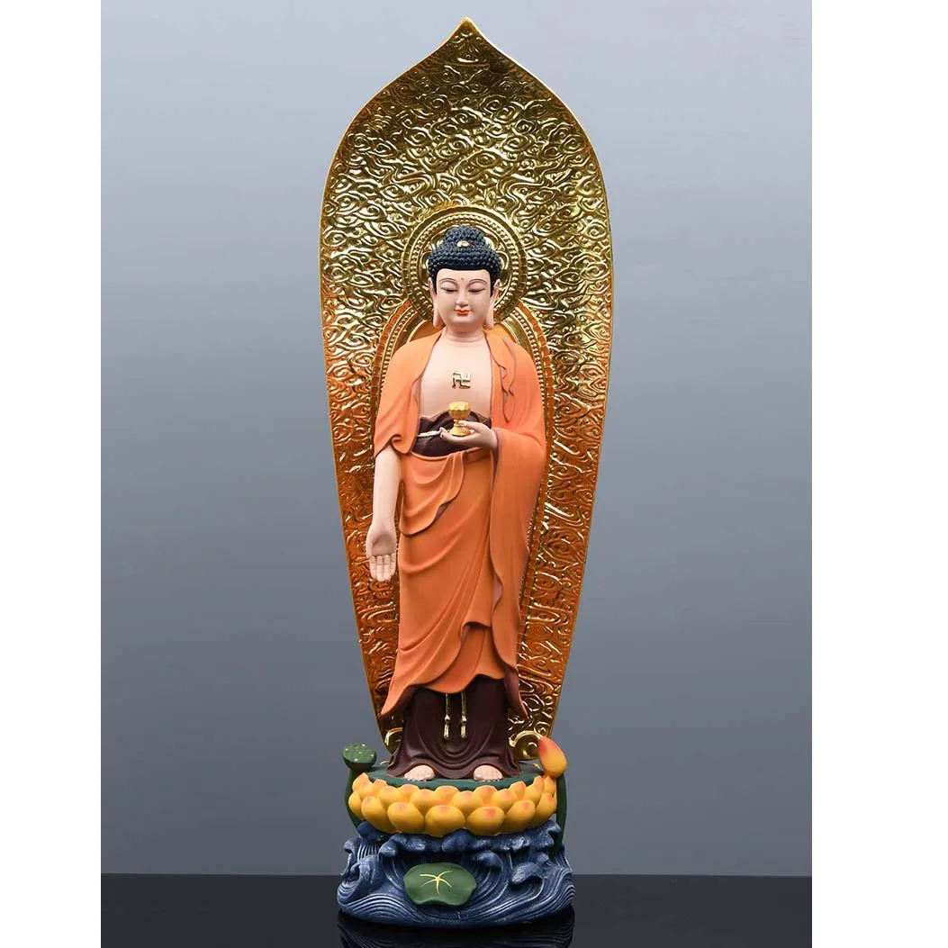 Large 52CM Buddhist believer HOME Shrine protection Buddhism Worship Standing Amitabha color Buddha statue