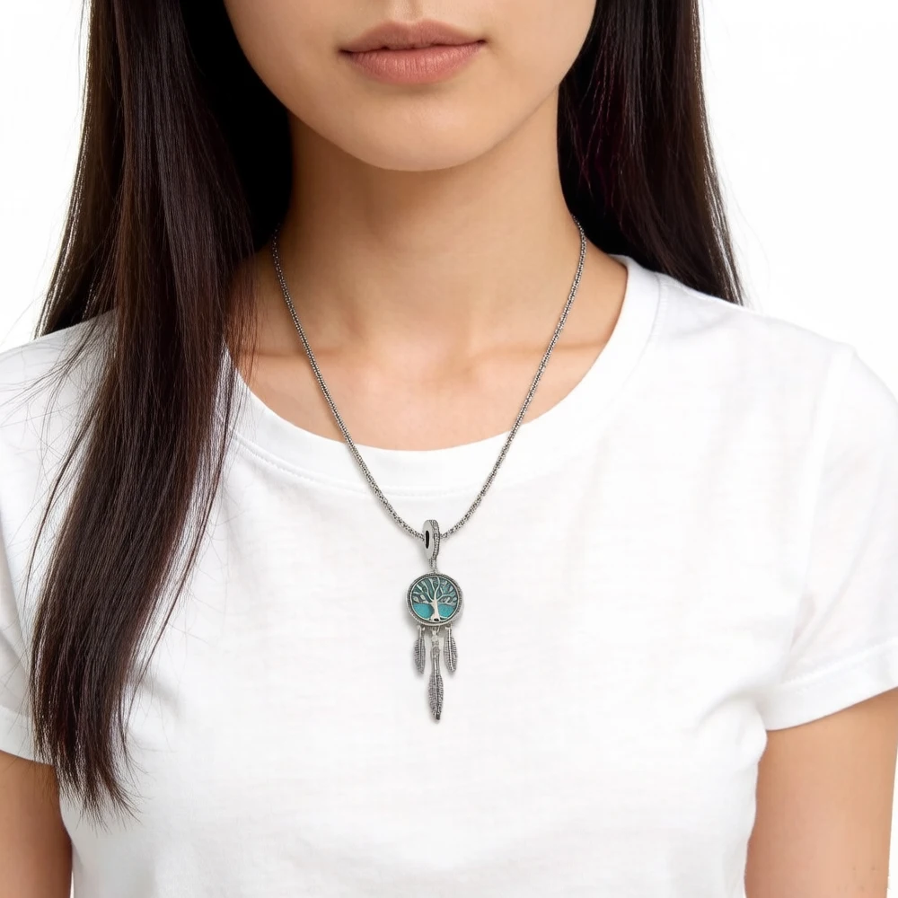 Charms Dreamcatcher With Tree 925 Sterling Silver Pendants Lucky Jewelry Making DIY Handmade Craft