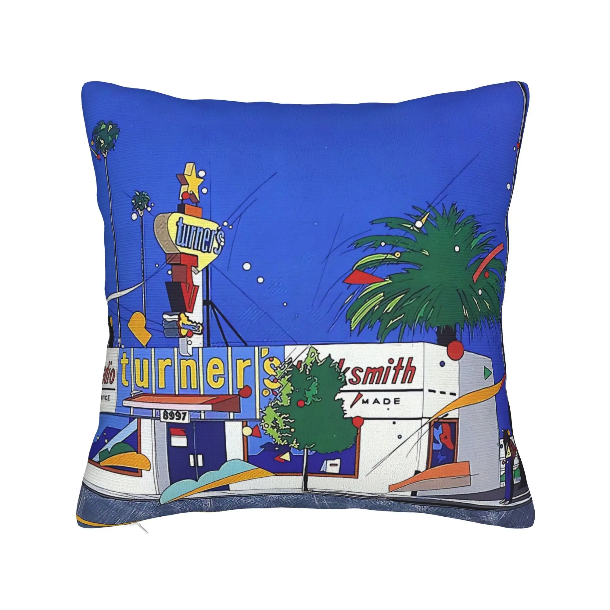 Vintage Americana Pop Art Throw Pillow Cover for Sofa Couch Accent Cushion Retro Summer Beach Vibes