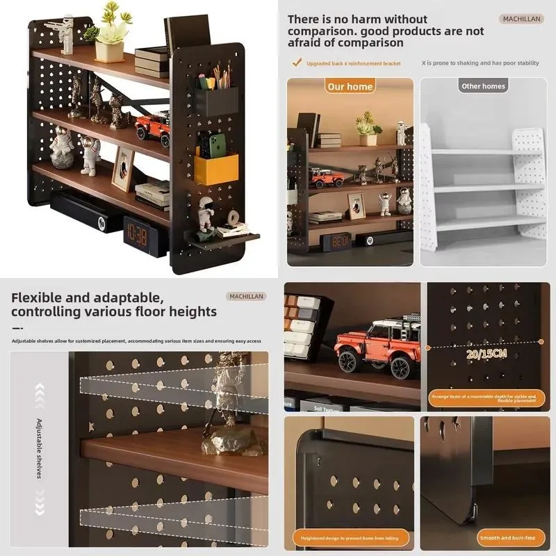Durable desktop shelves DIY nail board bookshelves, computer desks, multi-layer storage shelves, office display shelves,