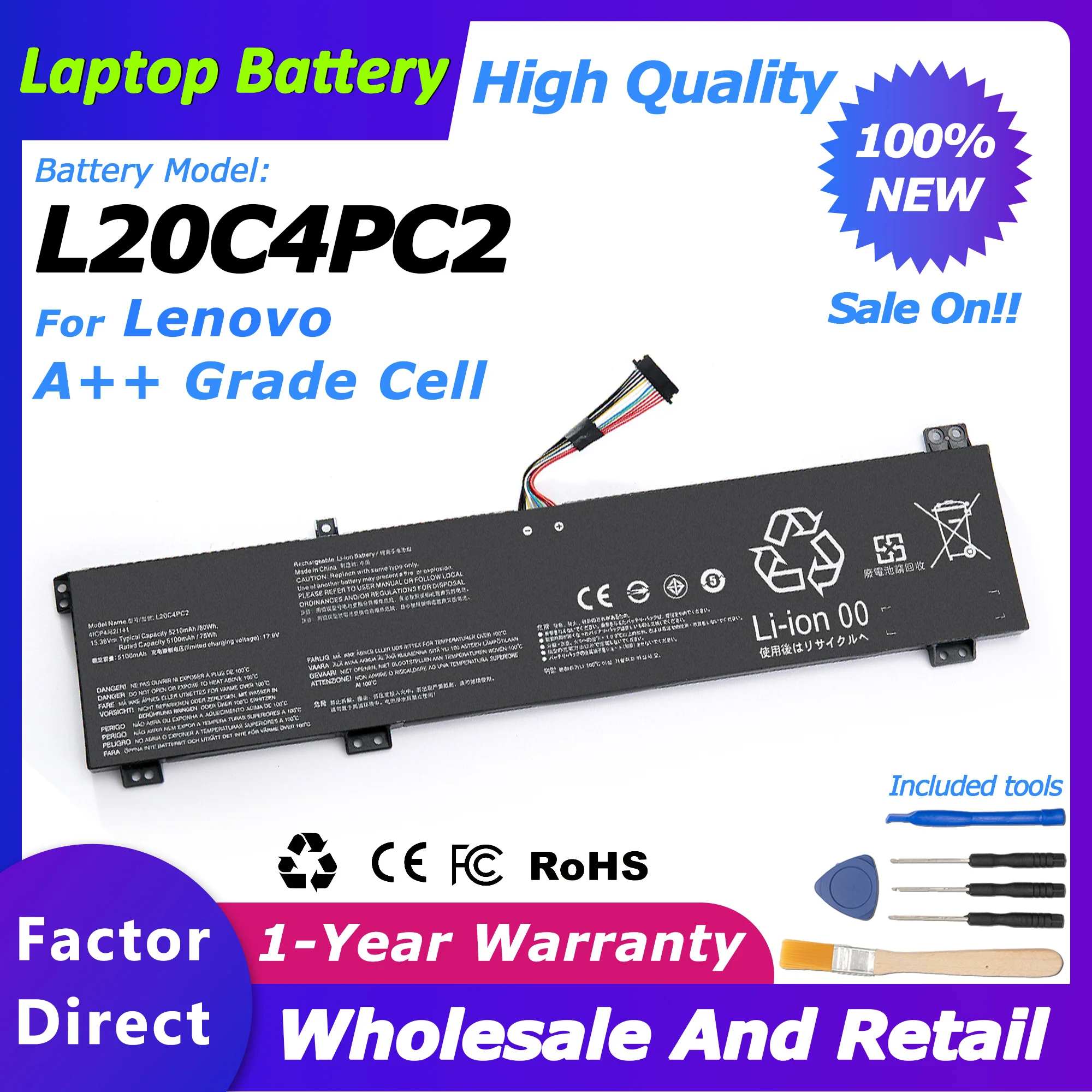 

L20C4PC2 L20M4PC2 Аккумулятор для ноутбука 5B11B53885/5B11B53889/SB11B53887 Замена аккумулятора Lenovo Legion 5-17ITH6/5-17ITH6H