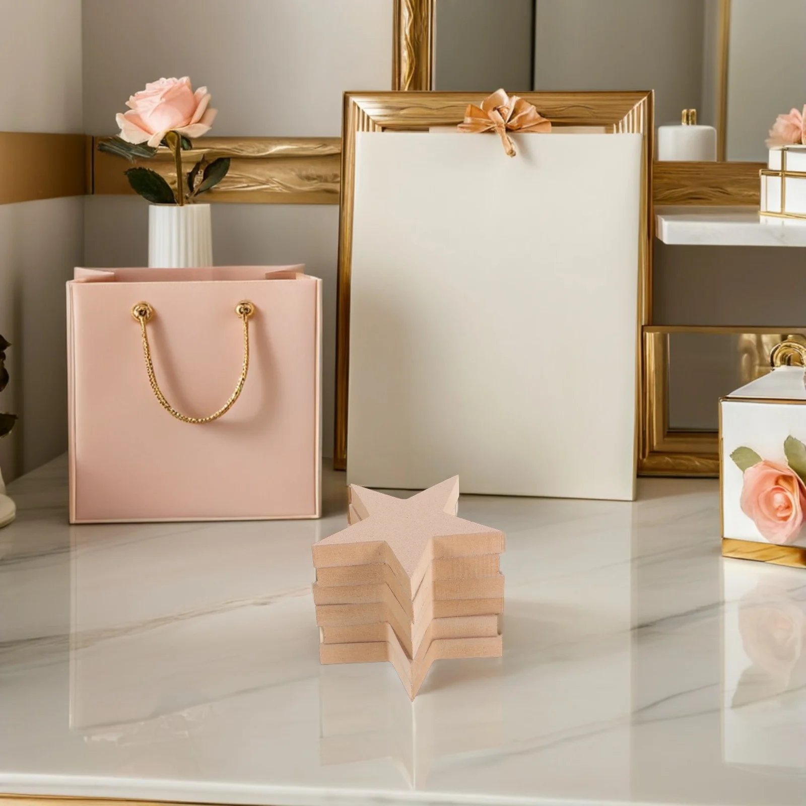 

6Pcs Wooden Star Ornaments Unfinished Blank Wood Stars for DIY Crafts Christmas Wedding Party Decor Wooden Stars