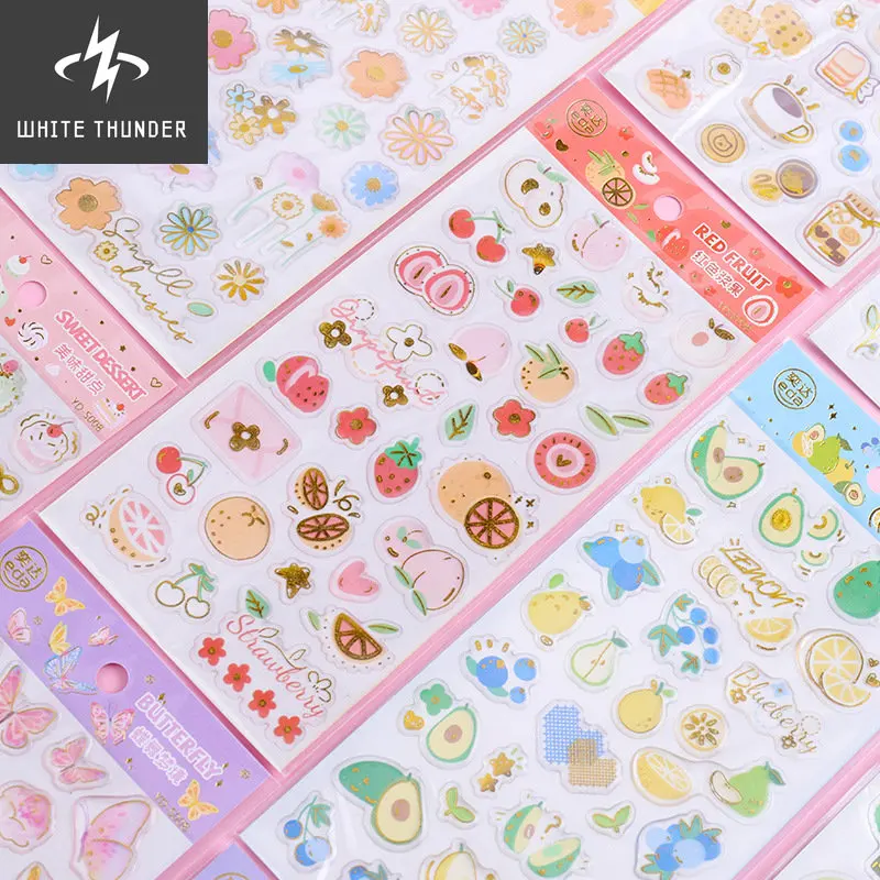 Korean Dream Crystal Sticker Bronzing Transparent Decoration Scrapbooking Phone Stickers for Kids Gift School Stationery