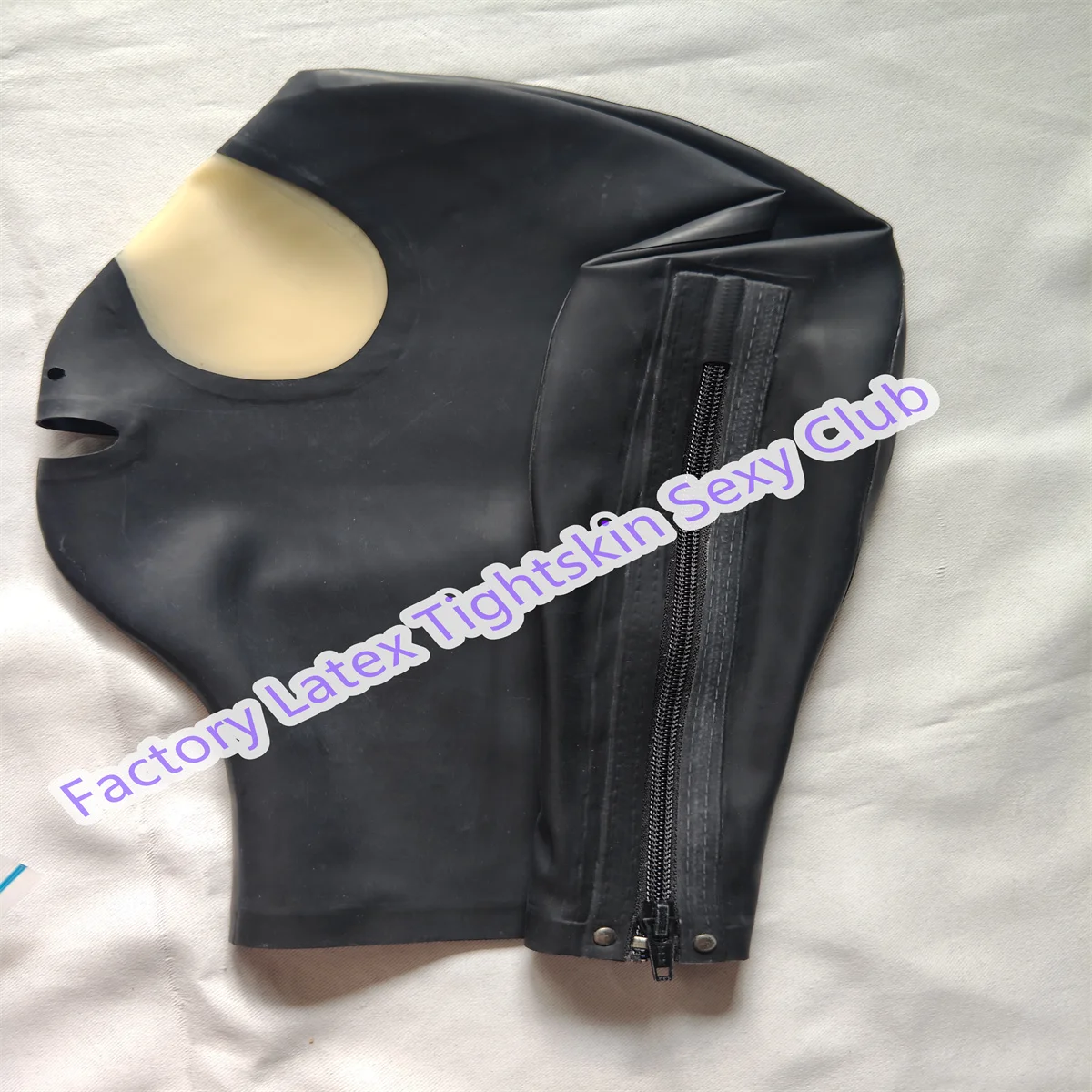 

Latex Hood Back Zipper Black with Transparent for Catsuit Rubber Mask Cosplay Club Wear Costume