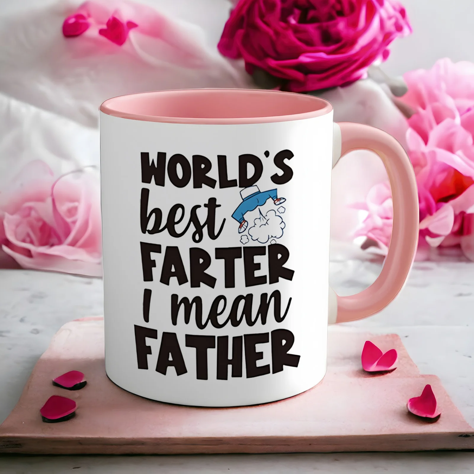 

1 Fun Dad Coffee Mug- "World's Best Farter(I Mean Dad)" Novelty Gift with Fart Sound Effect, Ceramic Cup with Handle