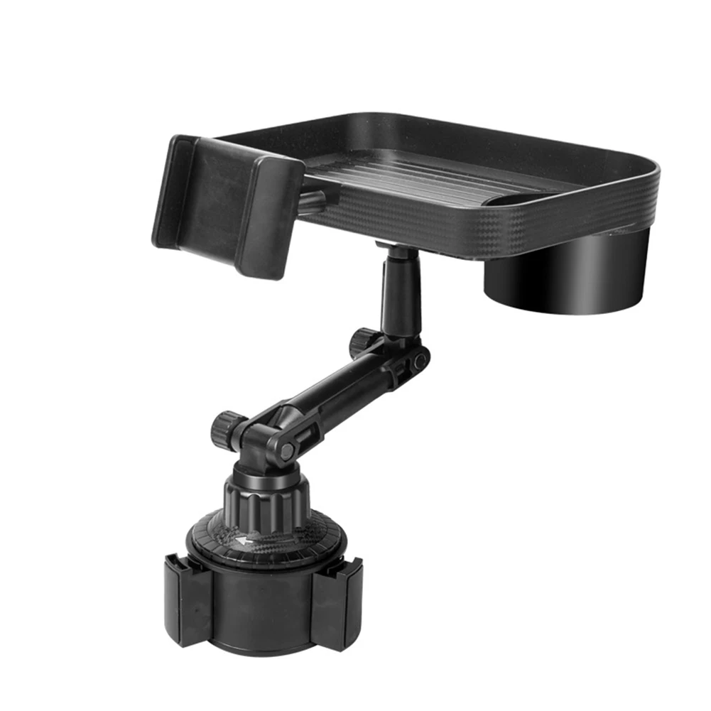 Car Center Console Cup Holder Expander Tray 360 Swivel Adjustable Multi-functional Food Tray Cup Holder Phone Holder Accessories