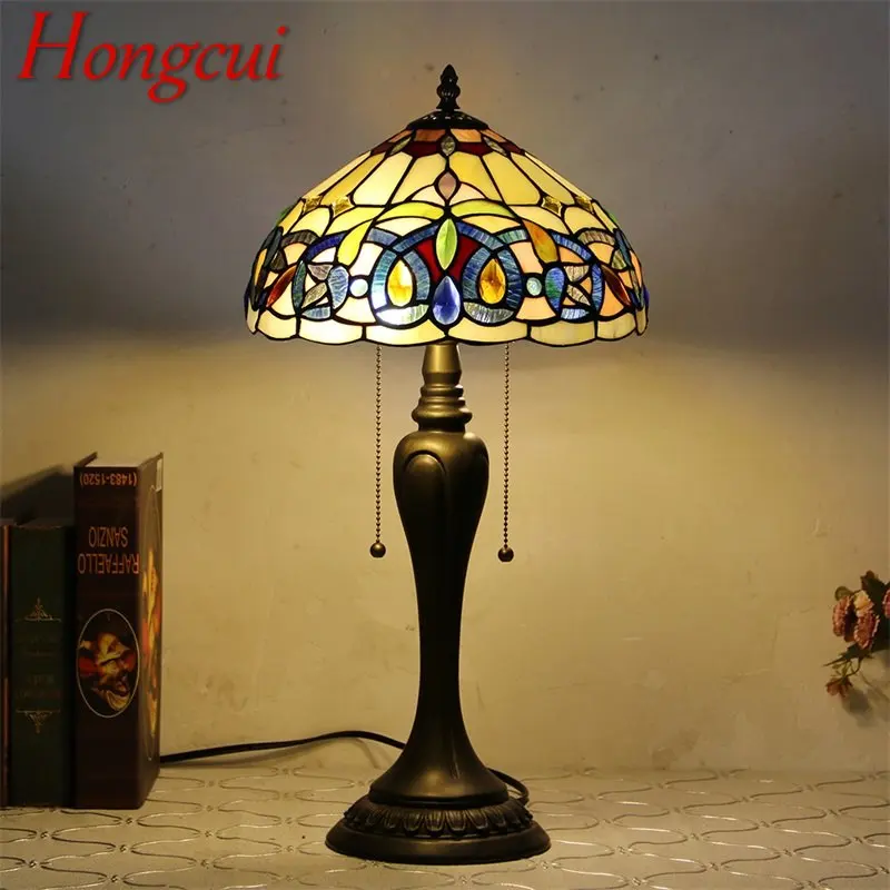 

Hongcui Tiffany Table Lamp LED Modern Creative Color Glass Art Desk Light Decor For Home Living Room Bedroom