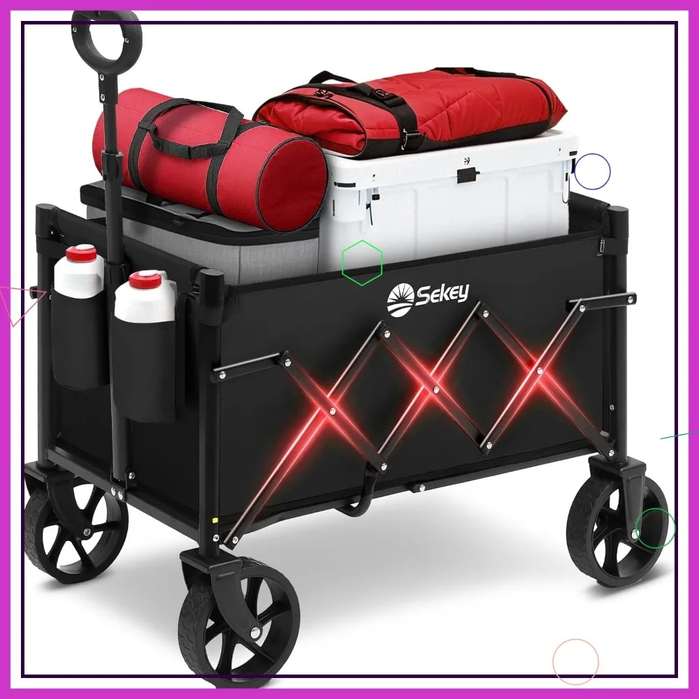 

Складная сверхмощная тележка-тележка емкостью 220 фунтов, легкая универсальная тележка для покупок, сада и кемпинга