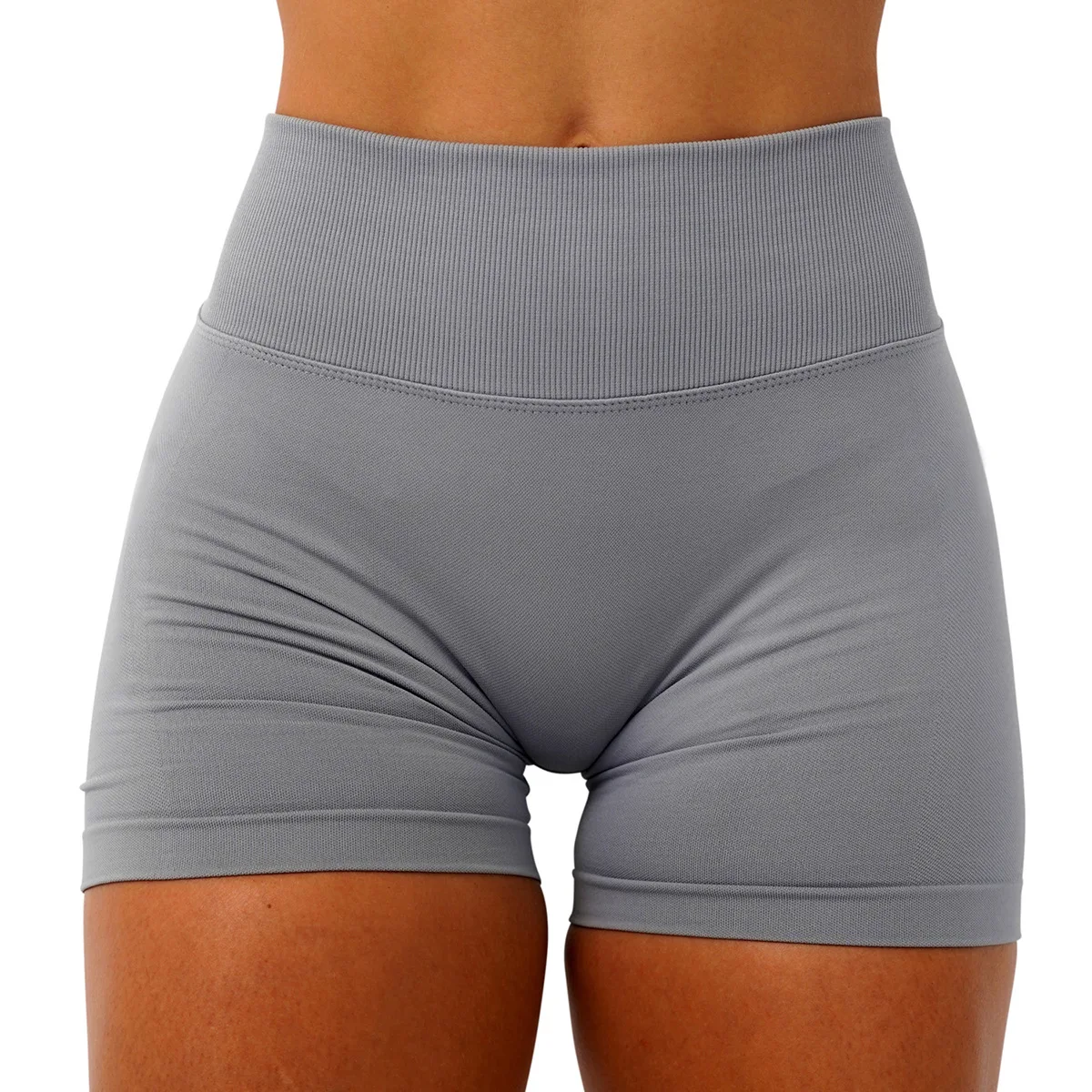 Seamless Workout Shorts for Women, V-Waistband Tight Fit Shorts, 3-Inch Yoga Running Shorts image 4