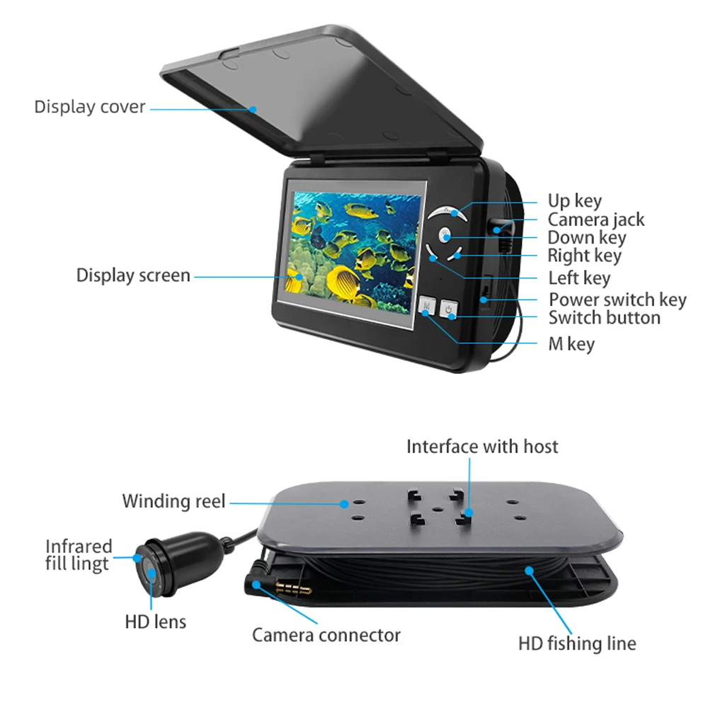 Erchang F431B Underwater Fishing Camera With 4x Digital Zoom 4.3 Inch 4000mAh 15m Infrared Winter Fisherman Camera For Fishing