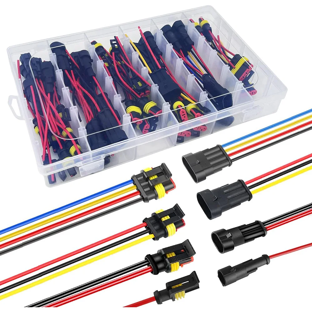 

26 Kits 16 AWG Waterproof Wire Connectors Automotive Connectors Disconnect and Connect 1/2/3/4 Pin Connector with 16 Gauge Wire