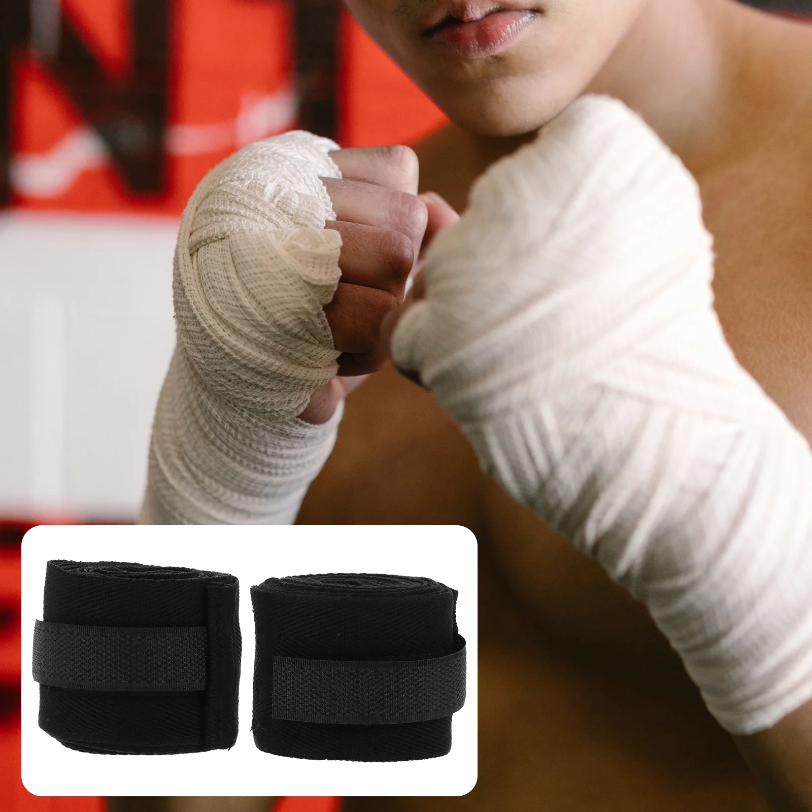 

2Pairs Cotton Boxing Hand Wraps High Elastic Workout Wrist Straps for Fitness Kickboxing Hand Guard Boxing Sports Wrist Brace