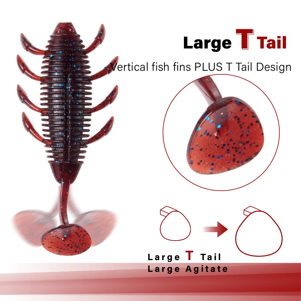 SOLOKING 6 Stück/Set Weicher Köder Fat Bug für Barschangeln 83mm 8,3g Forellen-, Barsch-, Hecht-Angelköder Weichköder Swimbait Angelköder-Set – Detail 2