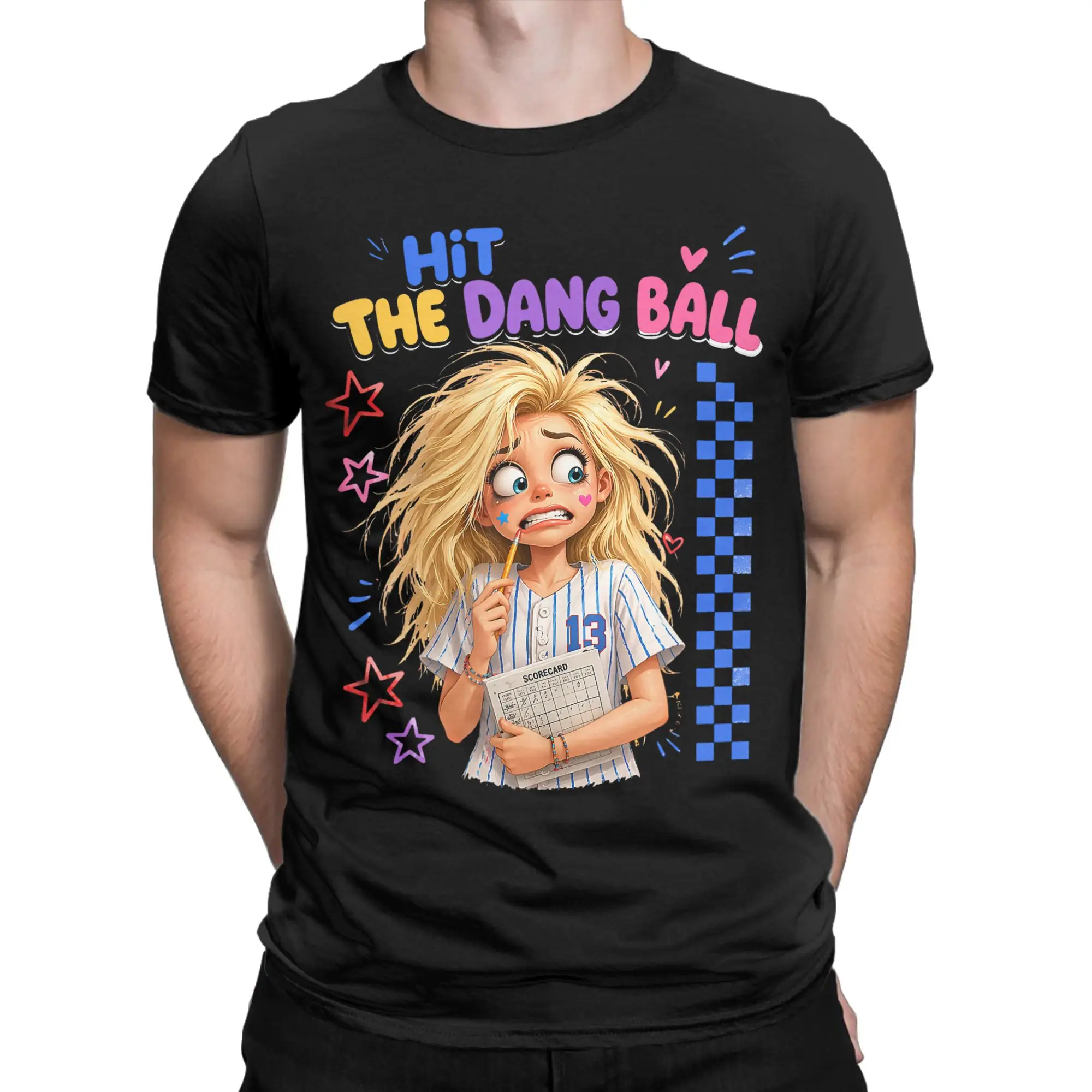 Hit The Dang Ball Funny Baseball Mom T Shirt  Hip Hop T Shirts Short Sleeve Y2K Basic Tshirt Summer 100% Cotton Oversized Tees