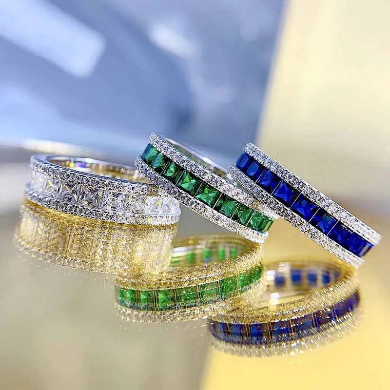 Luxury 18K white Solid Platinum PT950 certifid infinity princess sequined full diamond micro-set ring designer jewelry
