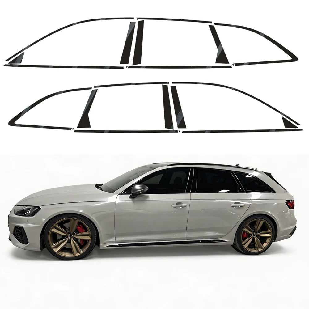 Glänzender/Matter Schwarzer Chrom-Aufkleber zur Entfernung für Audi A4 S4 RS4 Avant B9 2017-2025 Auto-Fenster-Außenzierleiste – Detail 2