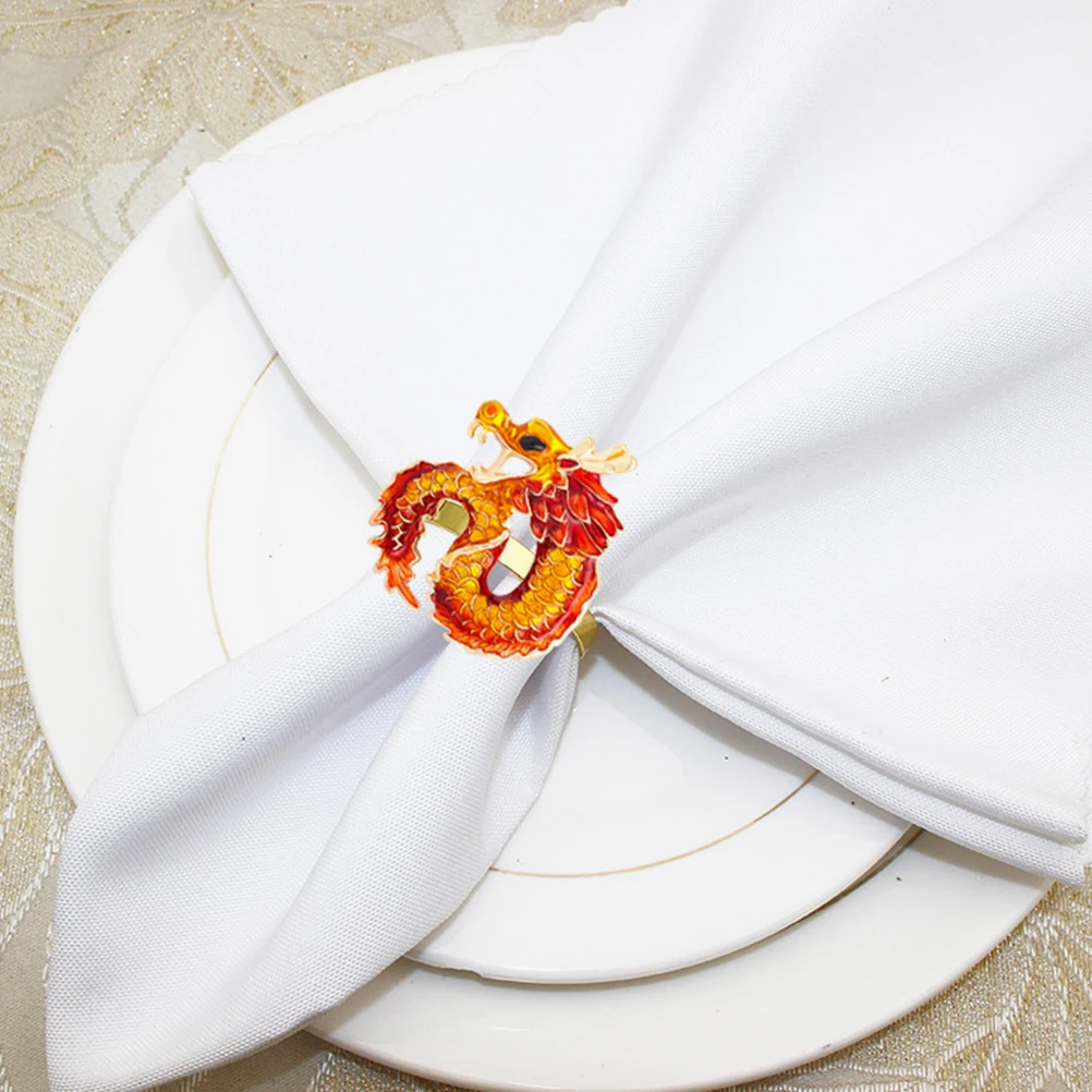 

4Pcs Ornate Dragon Napkin Dining Table Napkin Holders Serviette Set Elegant Decor For Festive Gatherings And Weddings