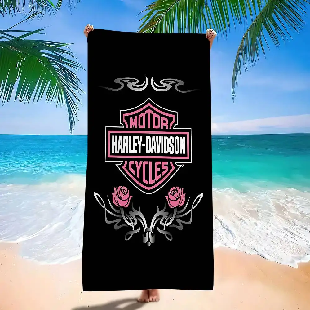 H-HarleyS LOGO Davidson Microfiber Printed Beach Towel Mountain Climbing Yoga Beach Swimming Running Absorbent Soft Towel view 4