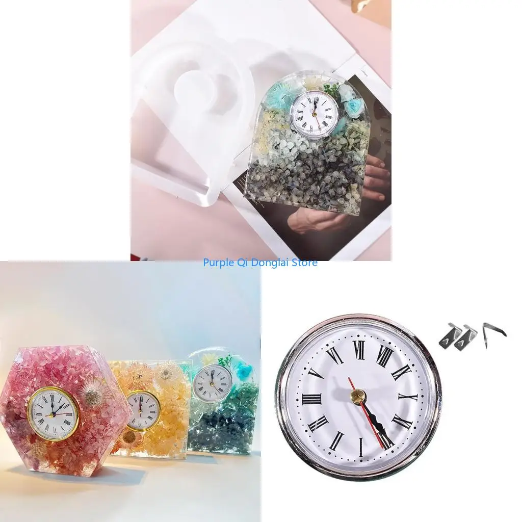 L21E Bookend Table Clock Pendulum Silicone Mold for Preserving Flowers Desktop Decor