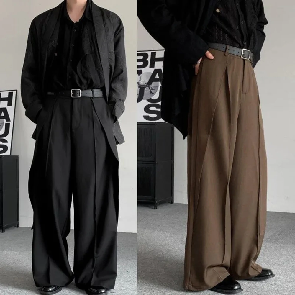 

Мужские готические двухслойные повседневные брюки с вышивкой, весенняя уличная одежда, модные японские молодежные брюки для кампуса, мужская одежда, новинка 2023 года