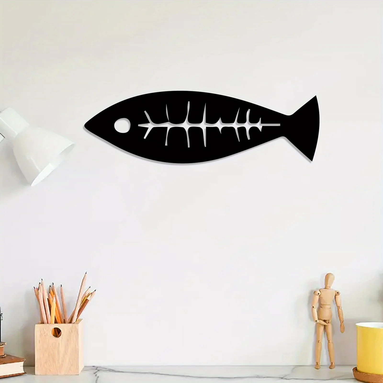 CIFBUY Iron Art Fish Wall Decor Retro Ocean Theme Weathered Black Coastal Minimalist Indoor Outdoor Mural for Lake House Home