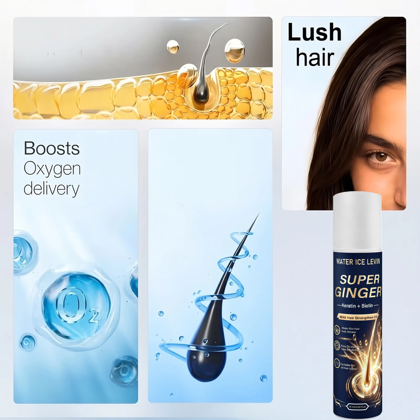 Super Ginger Roller Hair Oil Keratin Biotin Gentle Non‑Irritating Scalp Serum For Sensitive Scalp Strengthen Hair view 4
