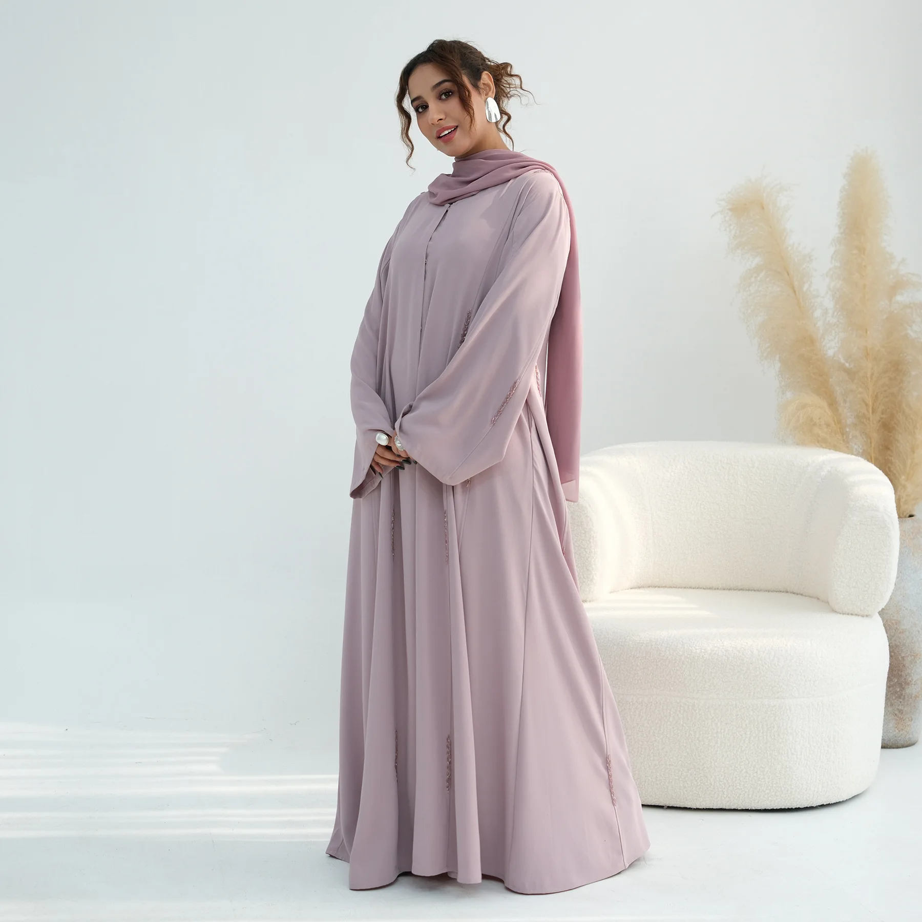 Dubai Perlen Abaya Türkei Kaftan für muslimische Frauen offene Kimono Strickjacke Kebaya Jalabiya bescheidene Islam Kleidung Robe Kaftan Arabisch
