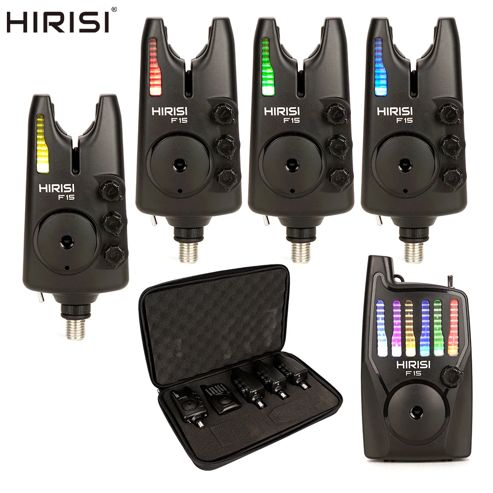 Hirisi F15-4 Kabelloser Karpfenangel-Bissalarm 1+4 Set LED-Licht Einstellbare Lautstärke Empfindlichkeit 150M Reichweite Nachtangel-Zubehör – Detail 2