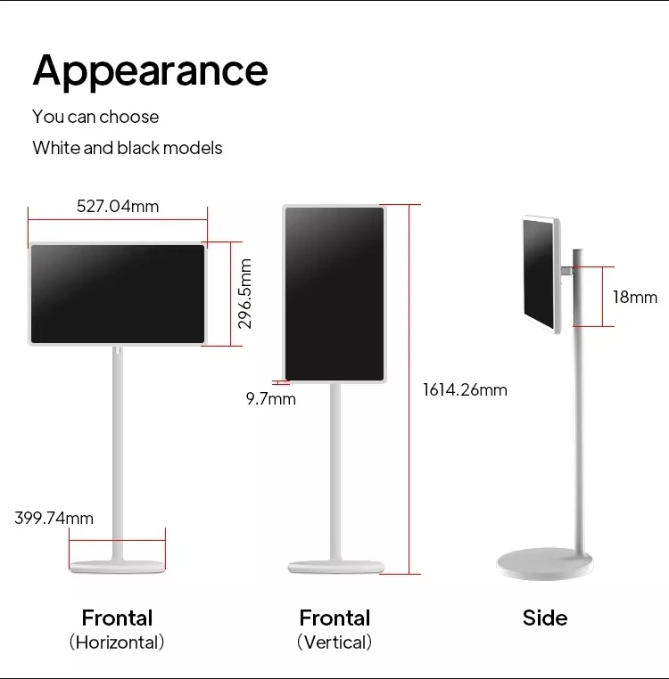 Portable TV on Wheels 5MP AF Camera 32 Inch NFC Android 12 Tablet for Office Supermarket Home Floor Standing Smart TV Display