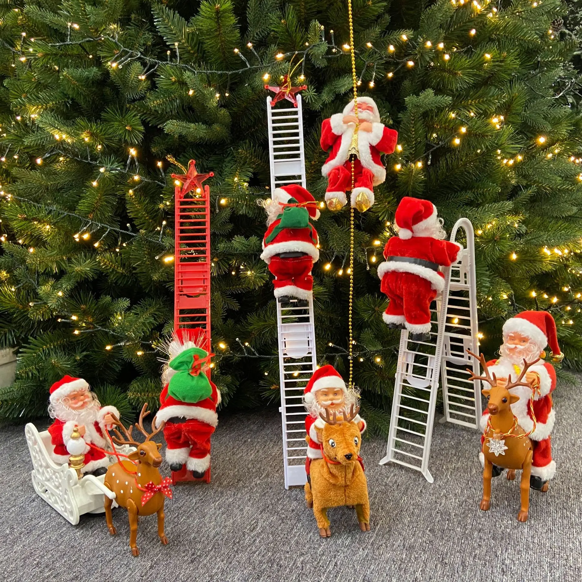 Funny Electric Santa Claus Climb Up and Down Climbing Santa With Light Music For Home Shop Xmas Wall Window Hanging Decor