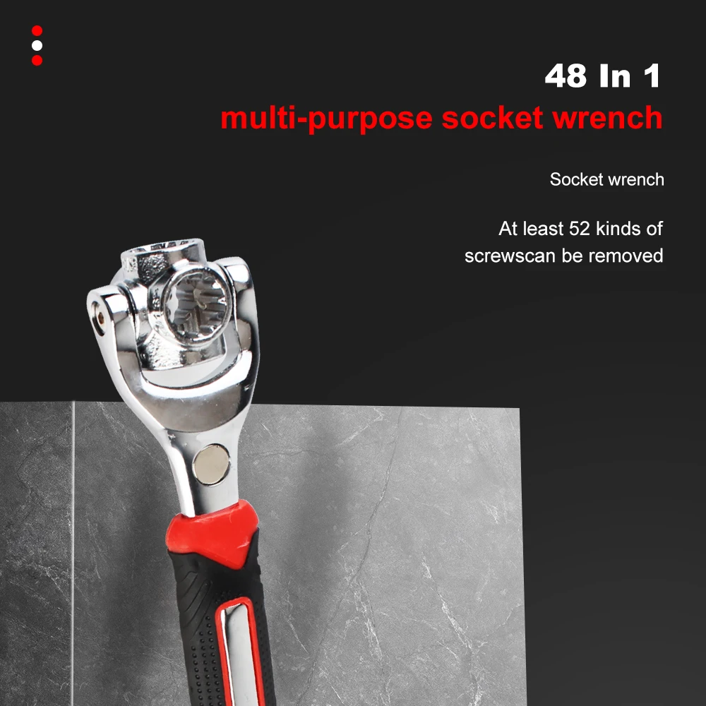 Socket Works Multipurpose Rotation Hand Tools 48 in 1 Tools 360 Degree Universal Tiger Wrench Ratchet Spline Bolts Sleeve