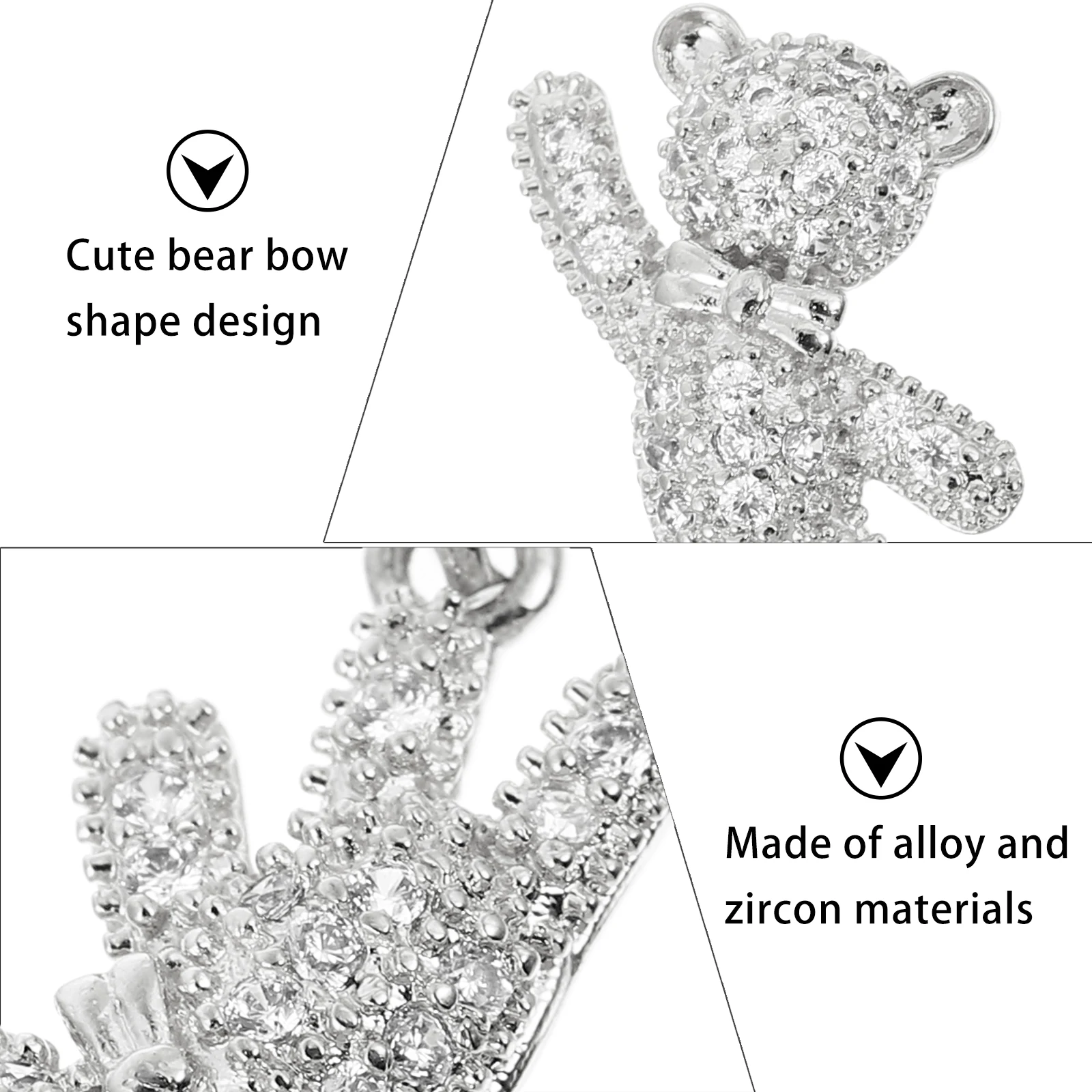 

5pcs Nail Art Studs Japanese Style Cute Bowknot Zircon Alloy Bear Shaped Decorations Durable Manicure Supplies Gems