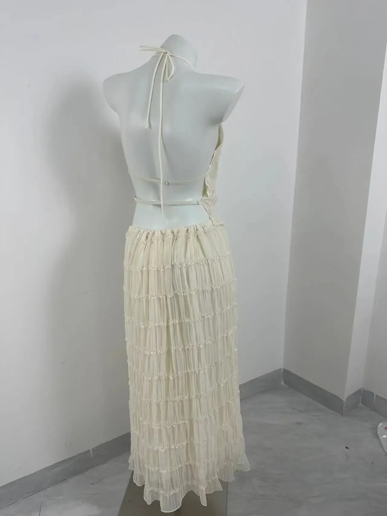 Women's Suit Sexy Sleeveless Backless Top High Waist Skirt 2 Piece Sets Chic Long Skirt Set for Women Lady Chic Beach Dresses