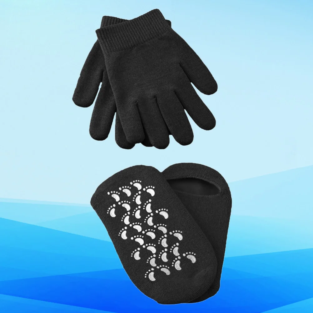 

2 Pairs Black Moisturizing Gel Gloves Spa Socks Hand Foot Cover Skin Care Tools Gifts Premium Material Birthday Thanksgiving