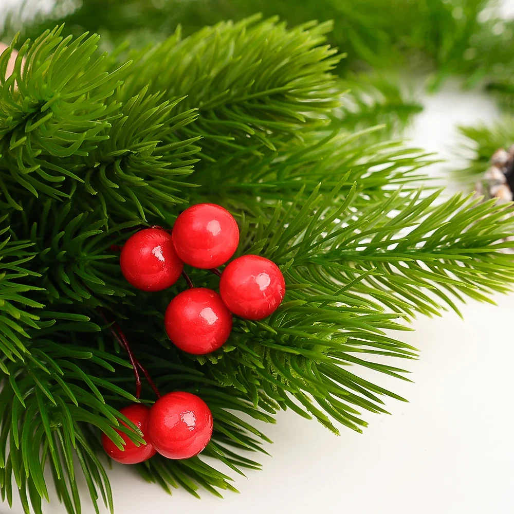 Mini Artificial Pine Needle Branches DIY Green Snow Pine Branch Fake Plants Christmas Tree Ornament Wreath Home Decor Wholesale